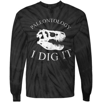 Paleontology I Dig It  TRex Skull Dinosaur Fossil  Tie-Dye Long Sleeve Shirt