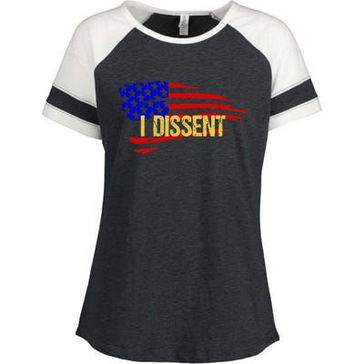 Patriotic I Dissent Vote Democracy Distressed Design Enza Ladies Jersey Colorblock Tee