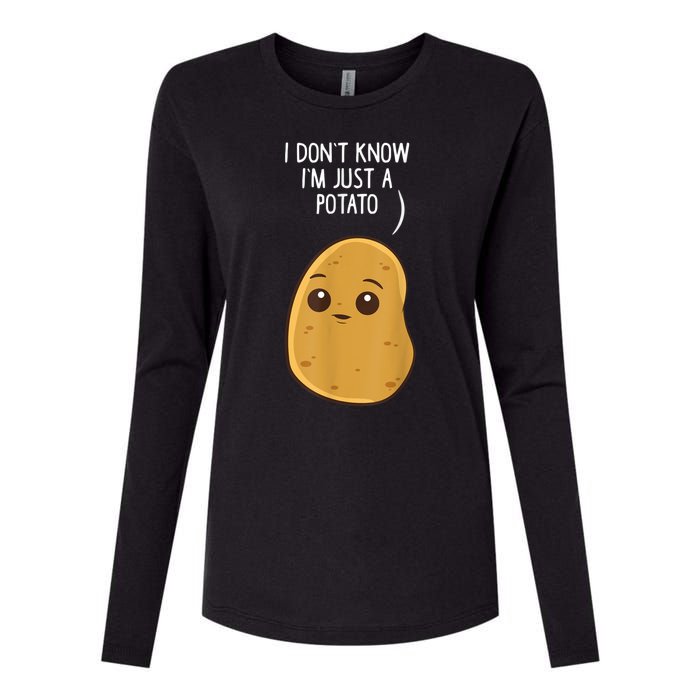 Potatoes I Dont Know Im Just A Potato Funny Gift Womens Cotton Relaxed Long Sleeve T-Shirt