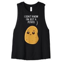 Potatoes I Dont Know Im Just A Potato Funny Gift Women's Racerback Cropped Tank