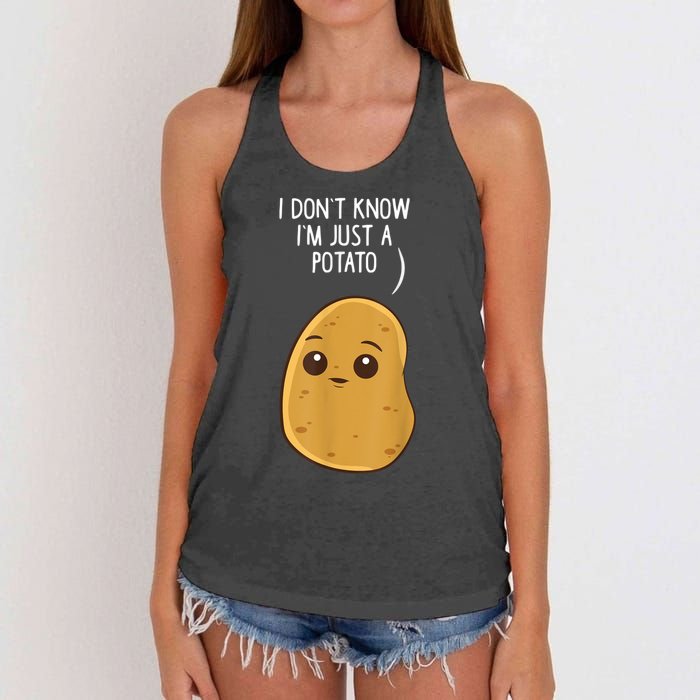 Potatoes I Dont Know Im Just A Potato Funny Gift Women's Knotted Racerback Tank