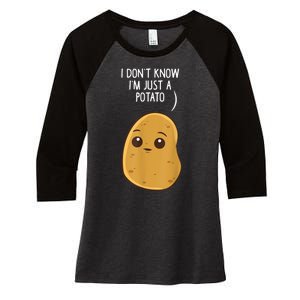 Potatoes I Dont Know Im Just A Potato Funny Gift Women's Tri-Blend 3/4-Sleeve Raglan Shirt