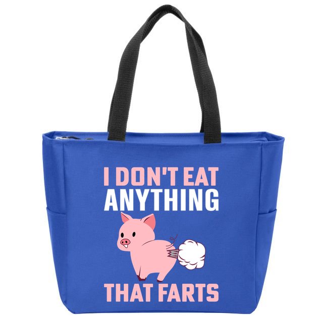 Pig I Don't Eat Anything That Farts Vegetarian Meaningful Gift Zip Tote Bag