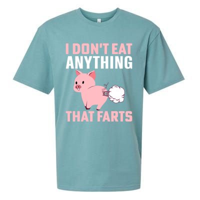 Pig I Don't Eat Anything That Farts Vegetarian Meaningful Gift Sueded Cloud Jersey T-Shirt