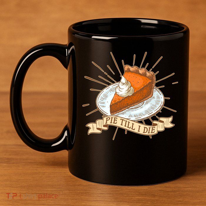 Pie Till I Die 11oz C Handle Ceramic Mug