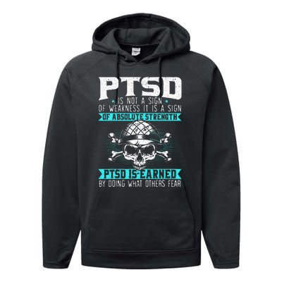 PTSD Is Earned By Doing What Others Fear Stress Disorder Performance Fleece Hoodie