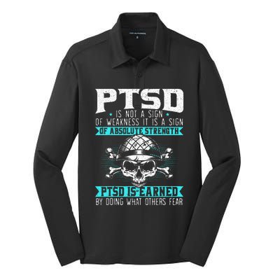 PTSD Is Earned By Doing What Others Fear Stress Disorder Silk Touch Performance Long Sleeve Polo