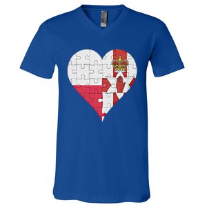 Polish Irish Flag Heart Funny Gift V-Neck T-Shirt