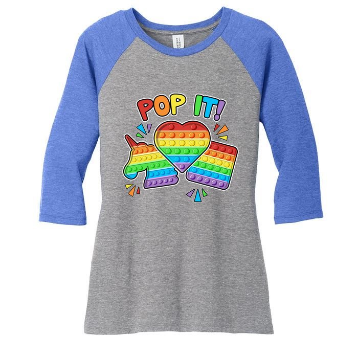 Pop It Fidget Toy Colorful Pop It Toy Game Lover Fun And Cute Cute Gift Women's Tri-Blend 3/4-Sleeve Raglan Shirt