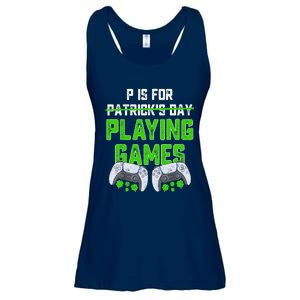 P Is For Playing Games St Patricks Day Funny Gamer Ladies Essential Flowy Tank