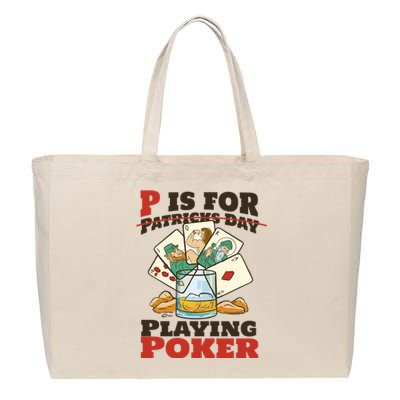 P Is For Poker St Patrick's Day Cotton Canvas Jumbo Tote