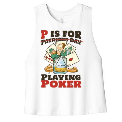 P Is For Poker St Patrick's Day Women's Racerback Cropped Tank