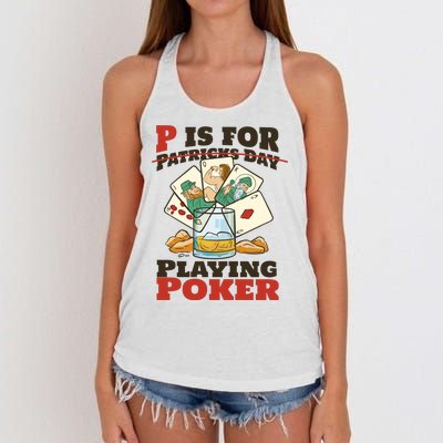 P Is For Poker St Patrick's Day Women's Knotted Racerback Tank