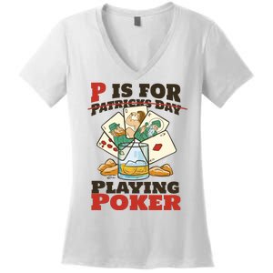 P Is For Poker St Patrick's Day Women's V-Neck T-Shirt