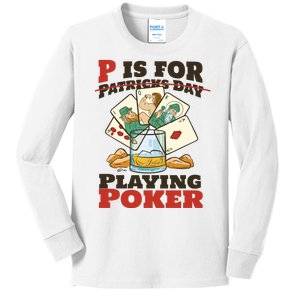 P Is For Poker St Patrick's Day Kids Long Sleeve Shirt