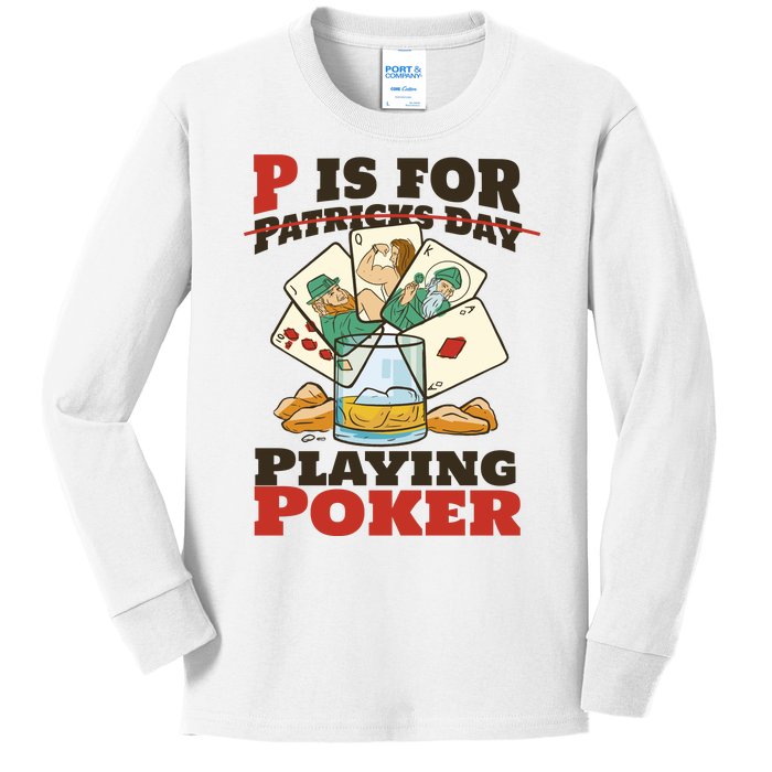 P Is For Poker St Patrick's Day Kids Long Sleeve Shirt