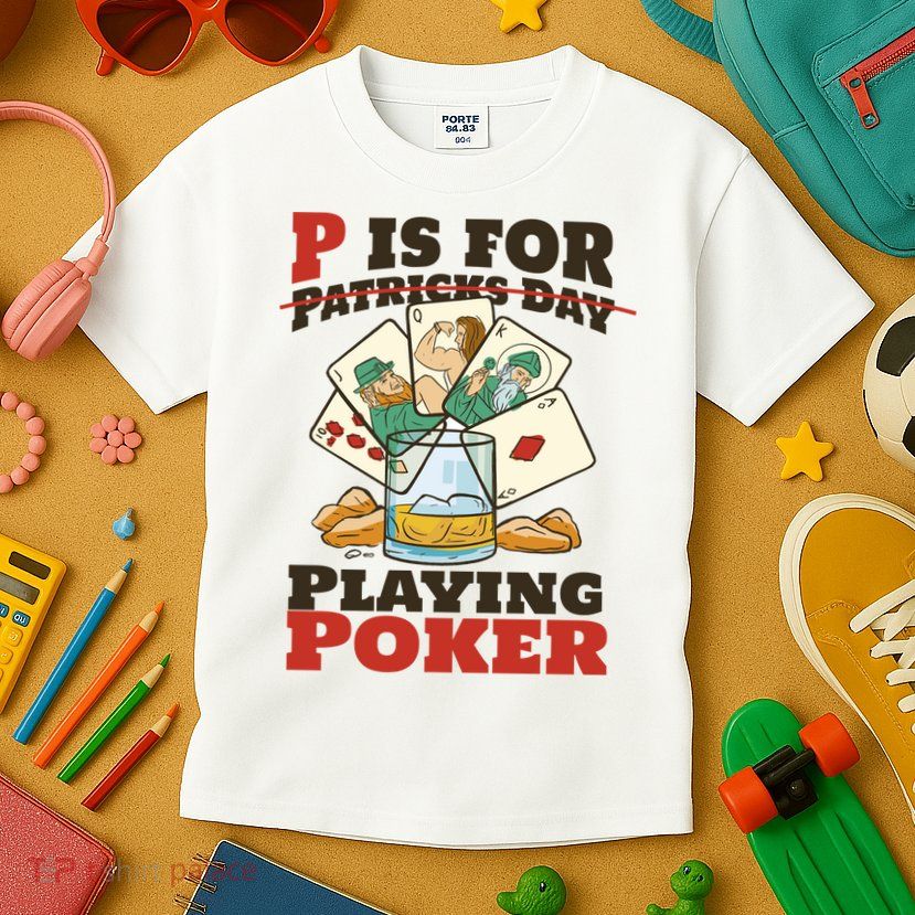 P Is For Poker St Patrick's Day Kids T-Shirt
