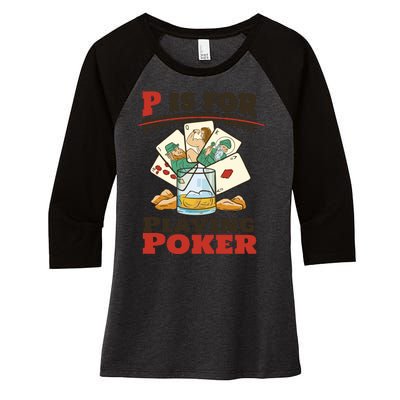 P Is For Poker St Patrick's Day Women's Tri-Blend 3/4-Sleeve Raglan Shirt