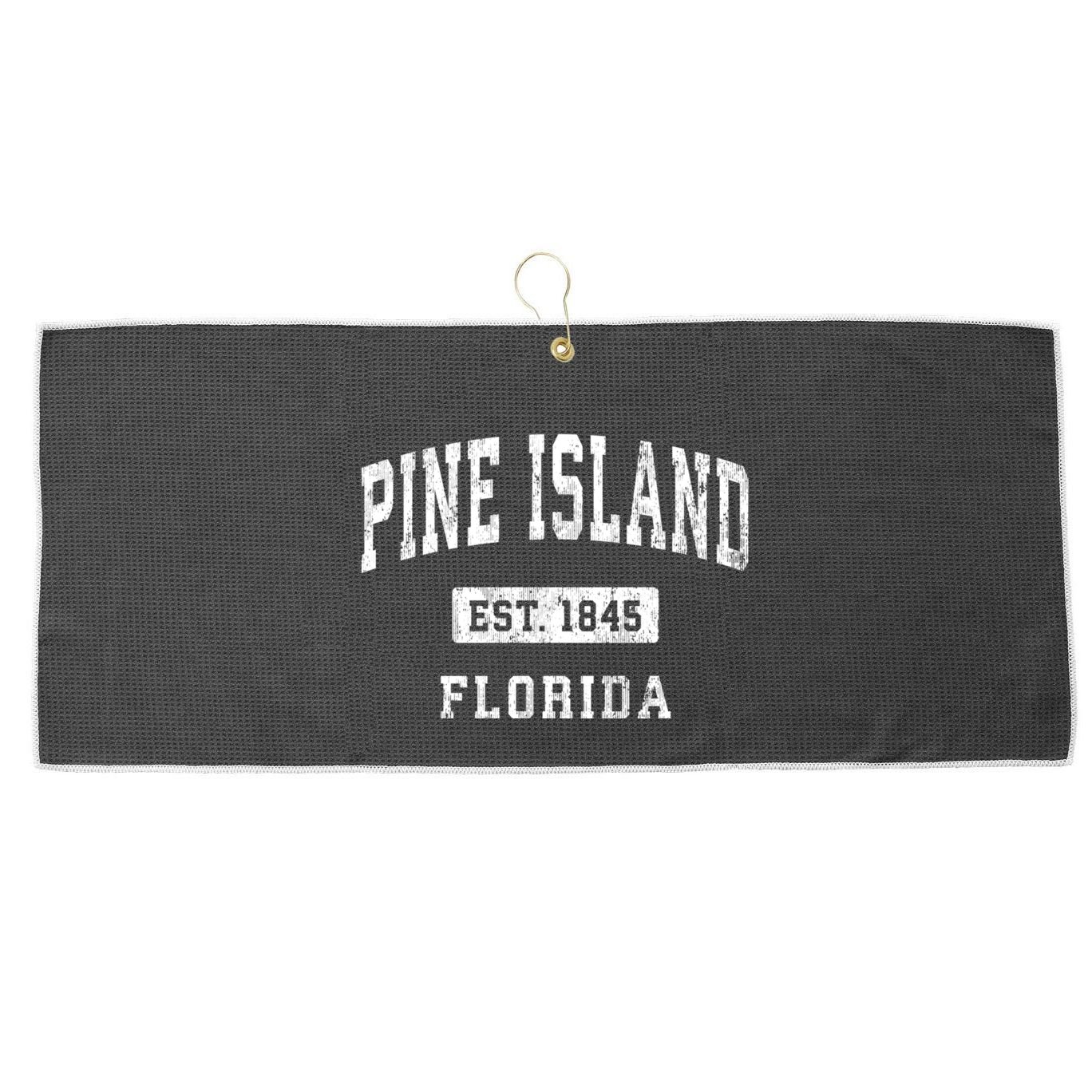 Pine Island Florida Fl Vintage Athletic Sports Design Large Microfiber Waffle Golf Towel