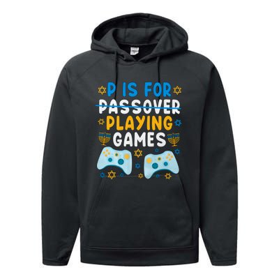 P Is For Passover Playing Games Shabbat Gaming Jewish Family Performance Fleece Hoodie