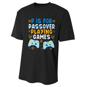 P Is For Passover Playing Games Shabbat Gaming Jewish Family Performance Sprint T-Shirt