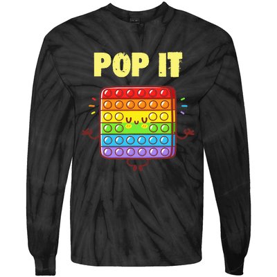 Pop It Fidget Toy Rainbow Tie-Dye Long Sleeve Shirt