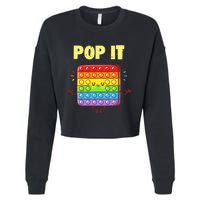 Pop It Fidget Toy Rainbow Cropped Pullover Crew