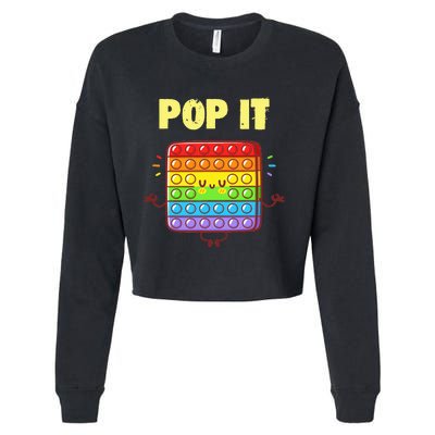 Pop It Fidget Toy Rainbow Cropped Pullover Crew