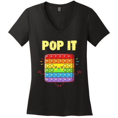 Pop It Fidget Toy Rainbow Women's V-Neck T-Shirt