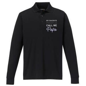 Papa Italy Father Day Apparel Italiano Italian Dad Performance Long Sleeve Polo