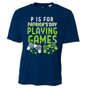 P Is For Playing Video Games Boy St Patricks Day Gamer Cooling Performance Crew T-Shirt