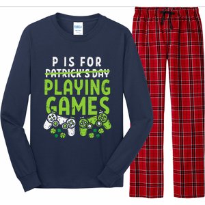 P Is For Playing Video Games Boy St Patricks Day Gamer Long Sleeve Pajama Set