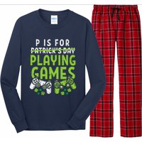 P Is For Playing Video Games Boy St Patricks Day Gamer Long Sleeve Pajama Set