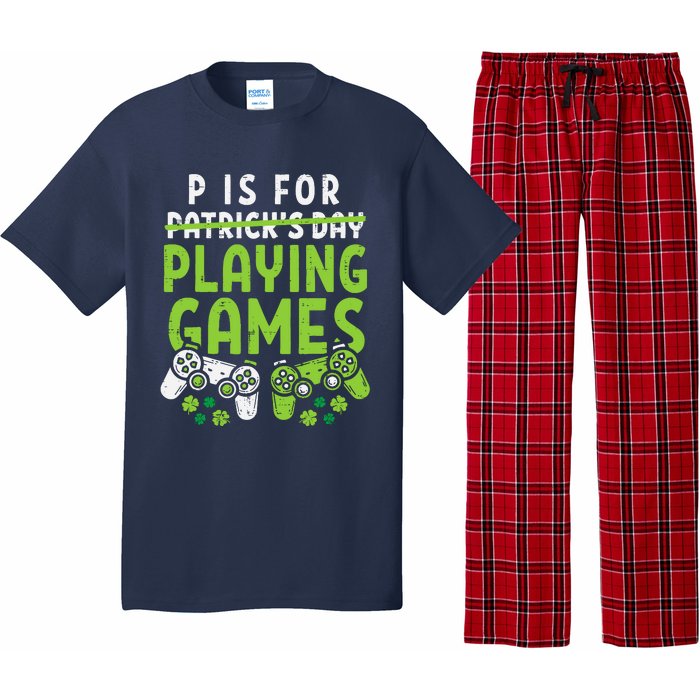 P Is For Playing Video Games Boy St Patricks Day Gamer Pajama Set