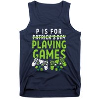 P Is For Playing Video Games Boy St Patricks Day Gamer Tank Top