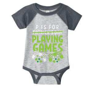 P Is For Playing Video Games Boy St Patricks Day Gamer Infant Baby Jersey Bodysuit