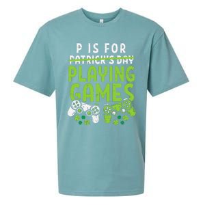 P Is For Playing Video Games Boy St Patricks Day Gamer Sueded Cloud Jersey T-Shirt