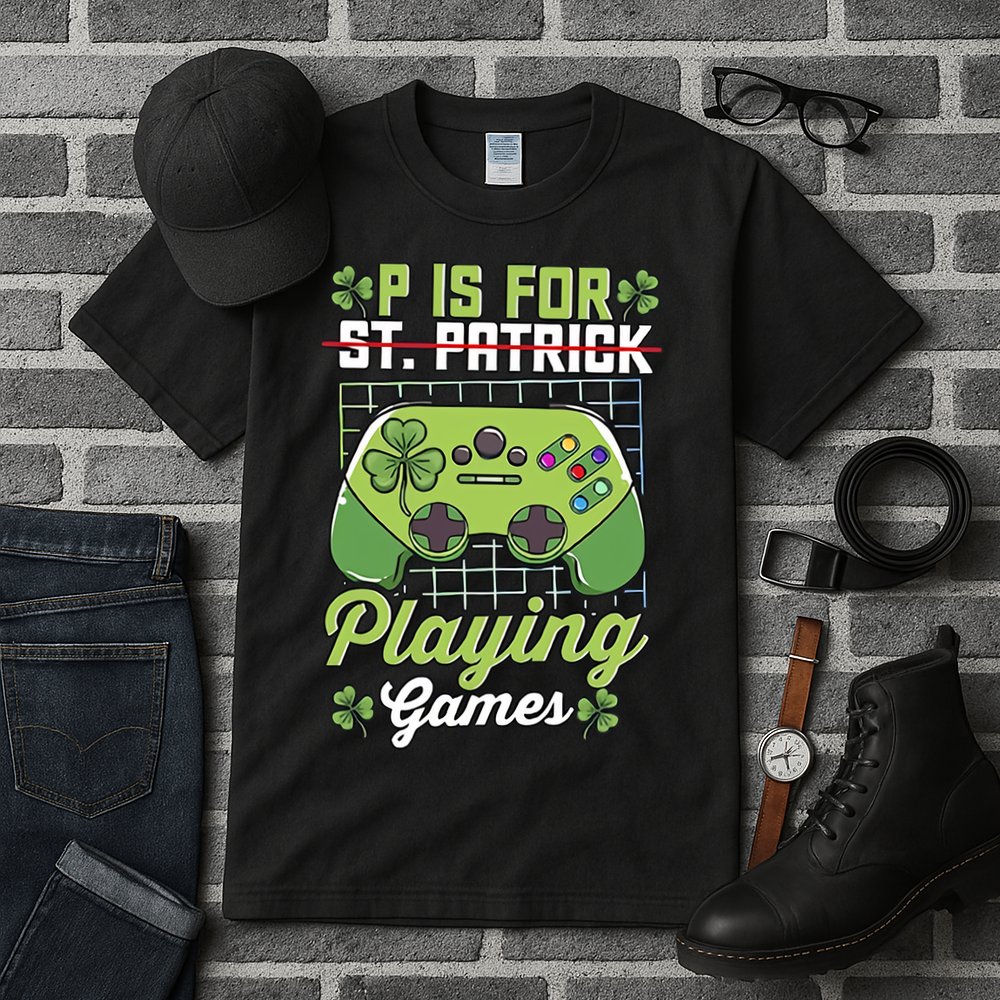 P Is For Playing Game St Patricks Day Video Game Gamer Lover Tall T-Shirt
