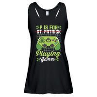 P Is For Playing Game St Patricks Day Video Game Gamer Lover Ladies Essential Flowy Tank