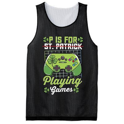 P Is For Playing Game St Patricks Day Video Game Gamer Lover Mesh Reversible Basketball Jersey Tank