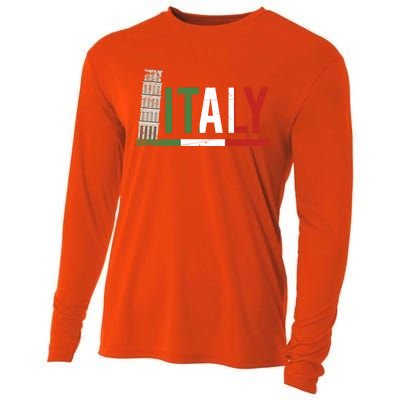 Pisa Italian Flag Family Trip Italy Vacation Europe Travel Gift Cooling Performance Long Sleeve Crew