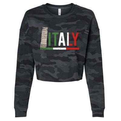 Pisa Italian Flag Family Trip Italy Vacation Europe Travel Gift Cropped Pullover Crew