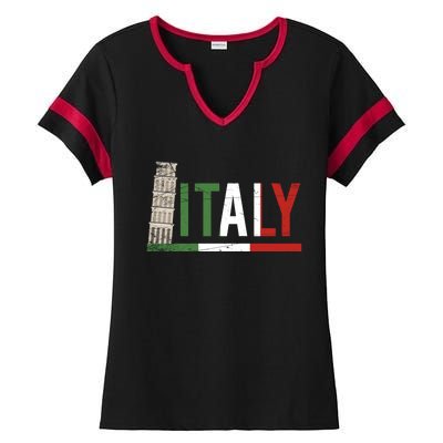 Pisa Italian Flag Family Trip Italy Vacation Europe Travel Gift Ladies Halftime Notch Neck Tee