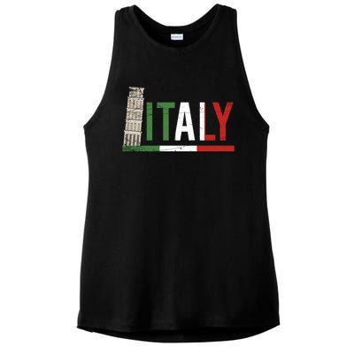 Pisa Italian Flag Family Trip Italy Vacation Europe Travel Gift Ladies PosiCharge Tri-Blend Wicking Tank