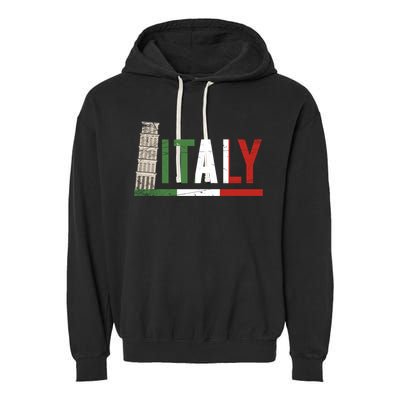 Pisa Italian Flag Family Trip Italy Vacation Europe Travel Gift Garment-Dyed Fleece Hoodie