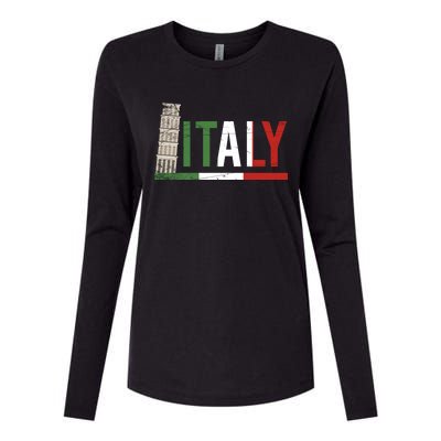 Pisa Italian Flag Family Trip Italy Vacation Europe Travel Gift Womens Cotton Relaxed Long Sleeve T-Shirt