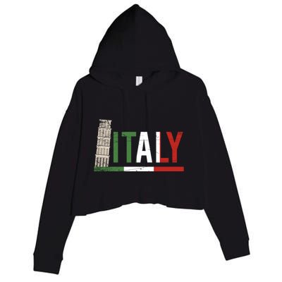 Pisa Italian Flag Family Trip Italy Vacation Europe Travel Gift Crop Fleece Hoodie