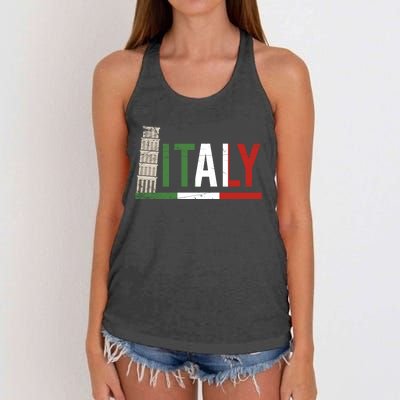 Pisa Italian Flag Family Trip Italy Vacation Europe Travel Gift Women's Knotted Racerback Tank