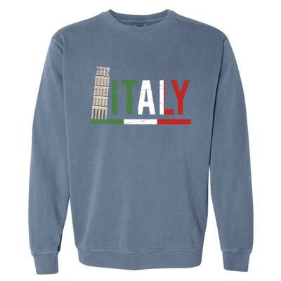 Pisa Italian Flag Family Trip Italy Vacation Europe Travel Gift Garment-Dyed Sweatshirt