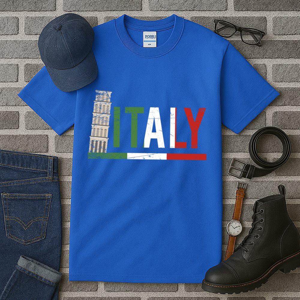 Pisa Italian Flag Family Trip Italy Vacation Europe Travel Gift Tall T-Shirt